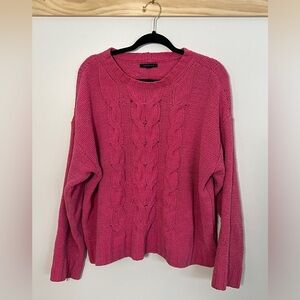 American Eagle Outfitters Cable Knit Sweater Chenille Pink Women Size Large